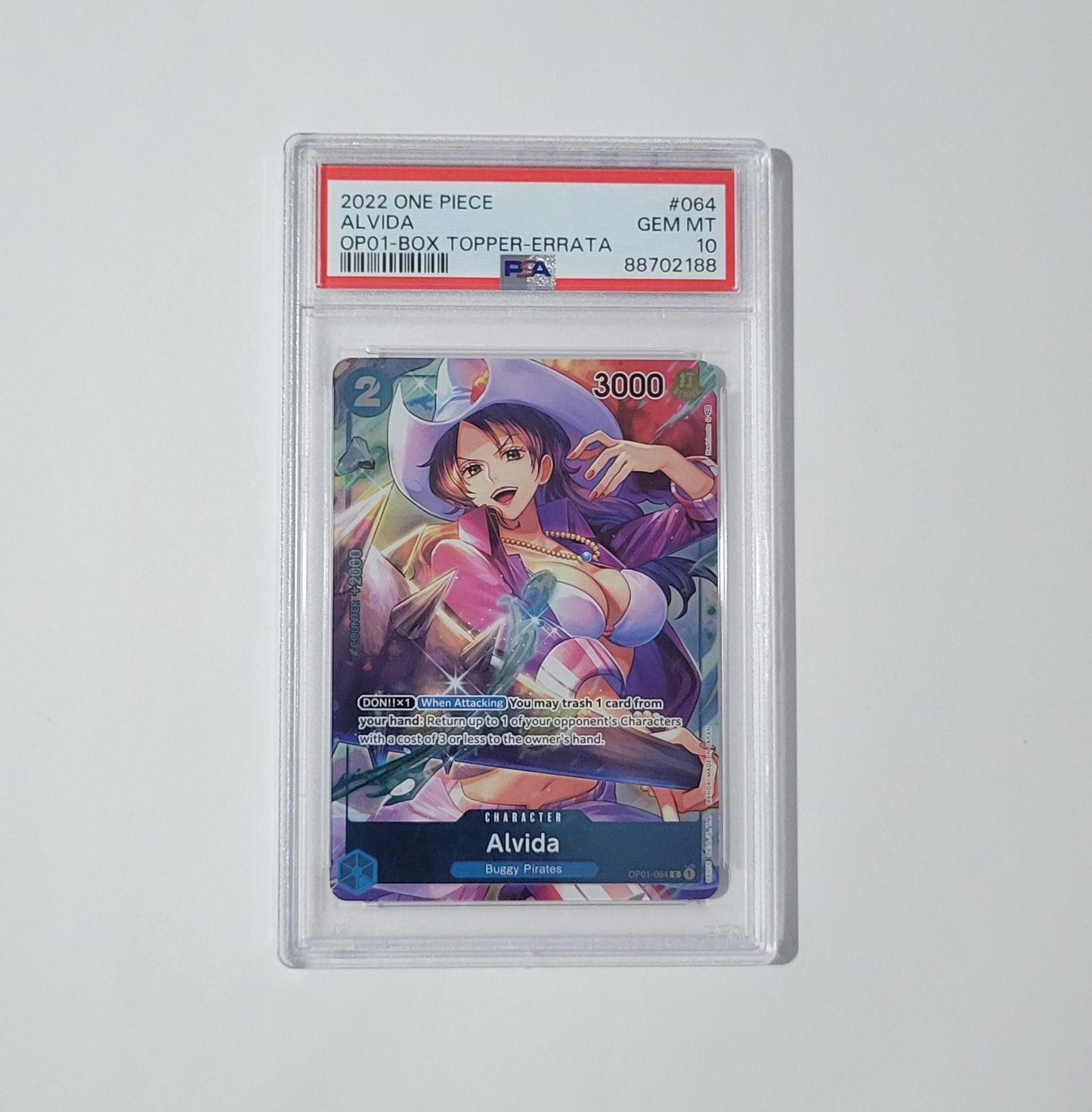 Alvida OP01-064-Box Topper-Errata PSA 10