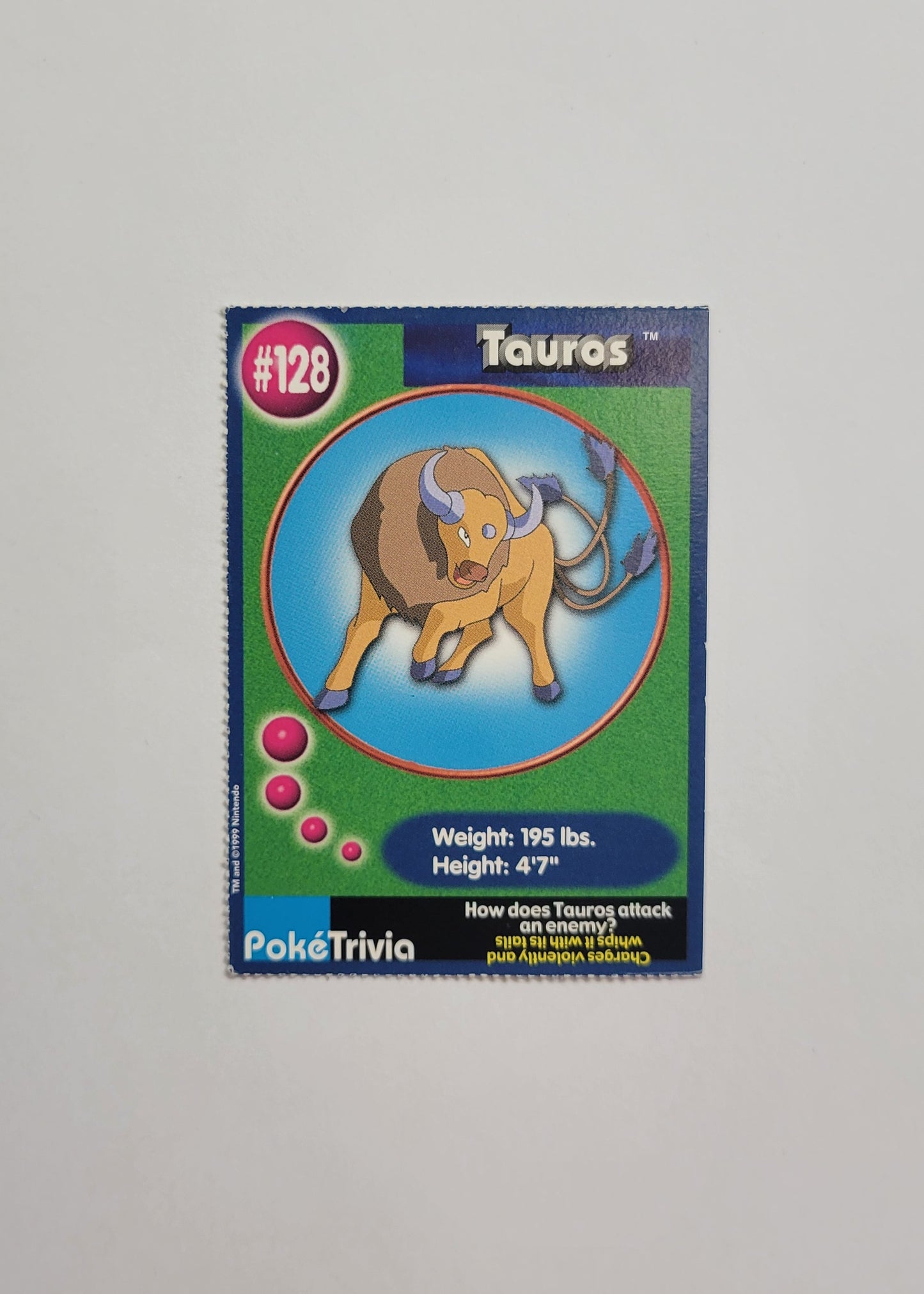 #128 Tauros - Burger King PokéTrivia