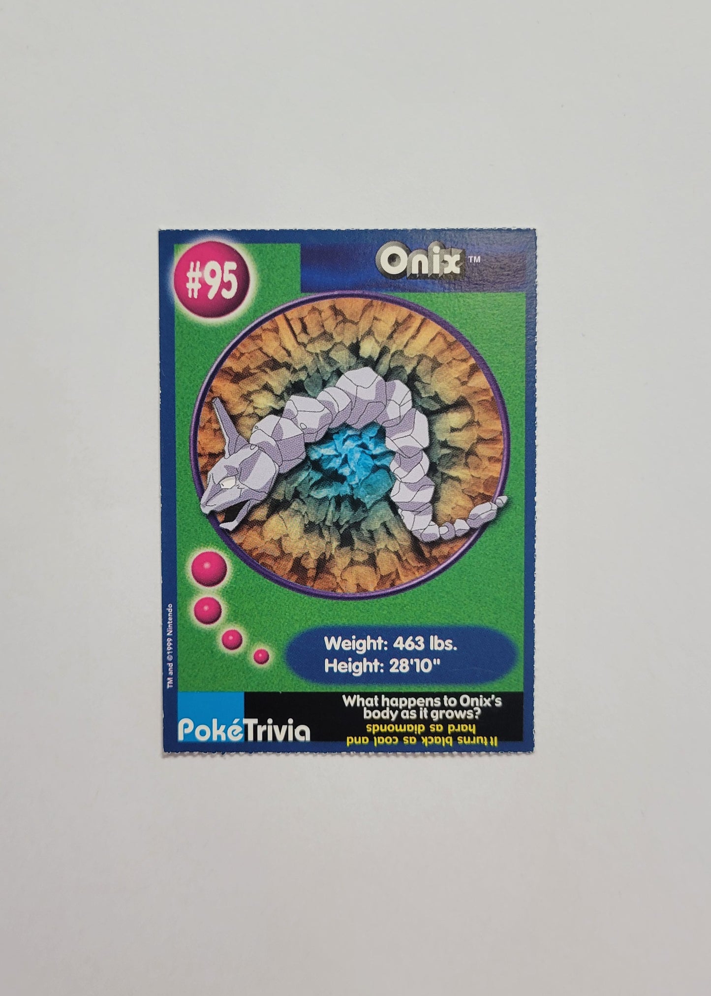 #95 Onix - Burger King PokéTrivia