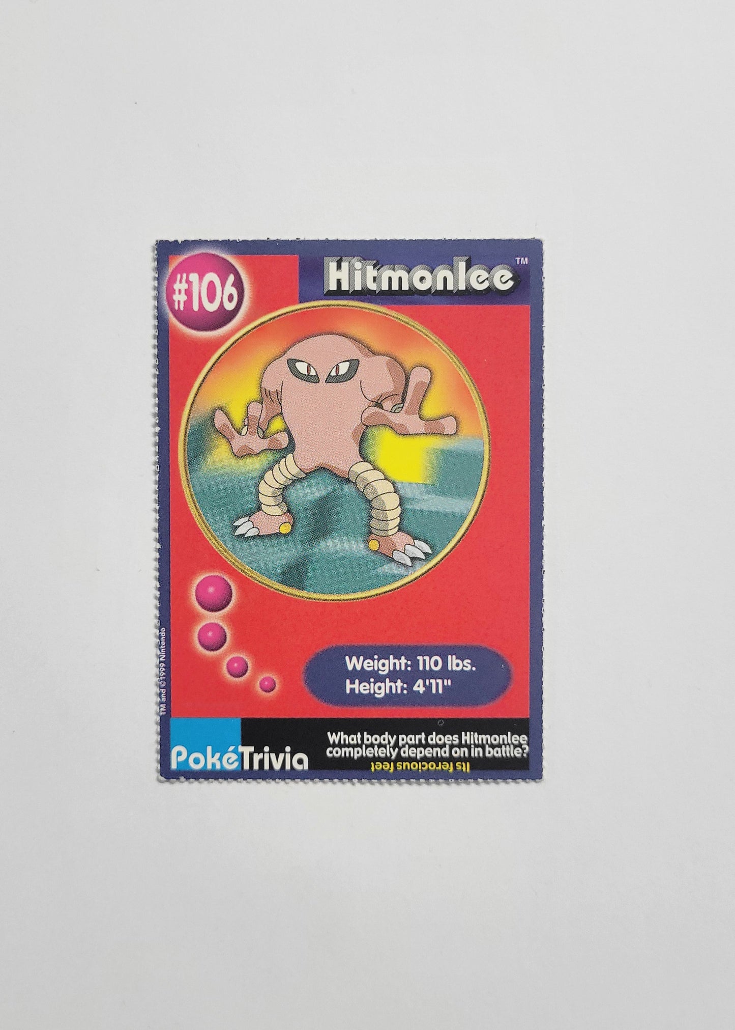 #106 Hitmonlee - Burger King PokéTrivia