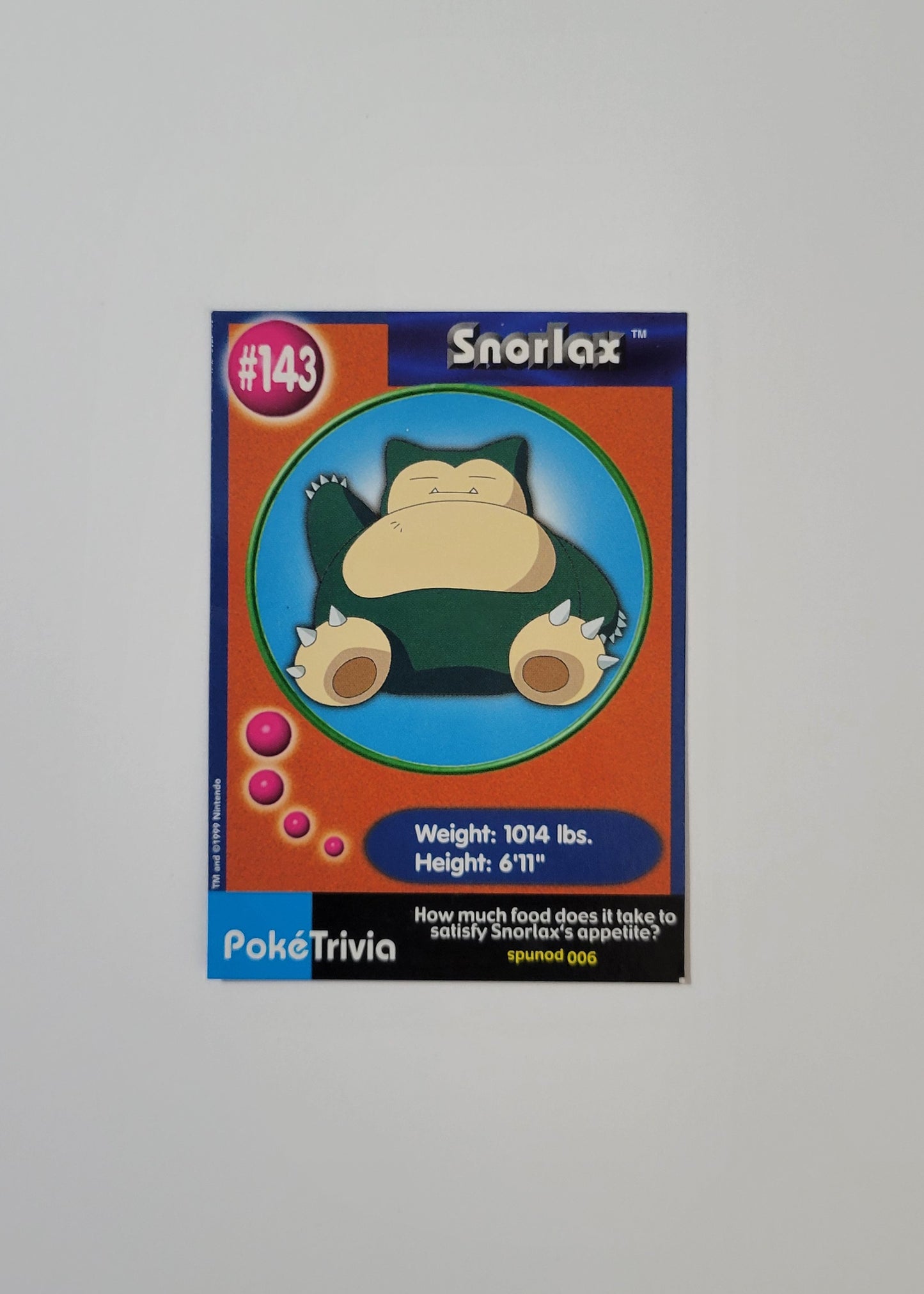 #143 Snorlax - Burger King PokéTrivia