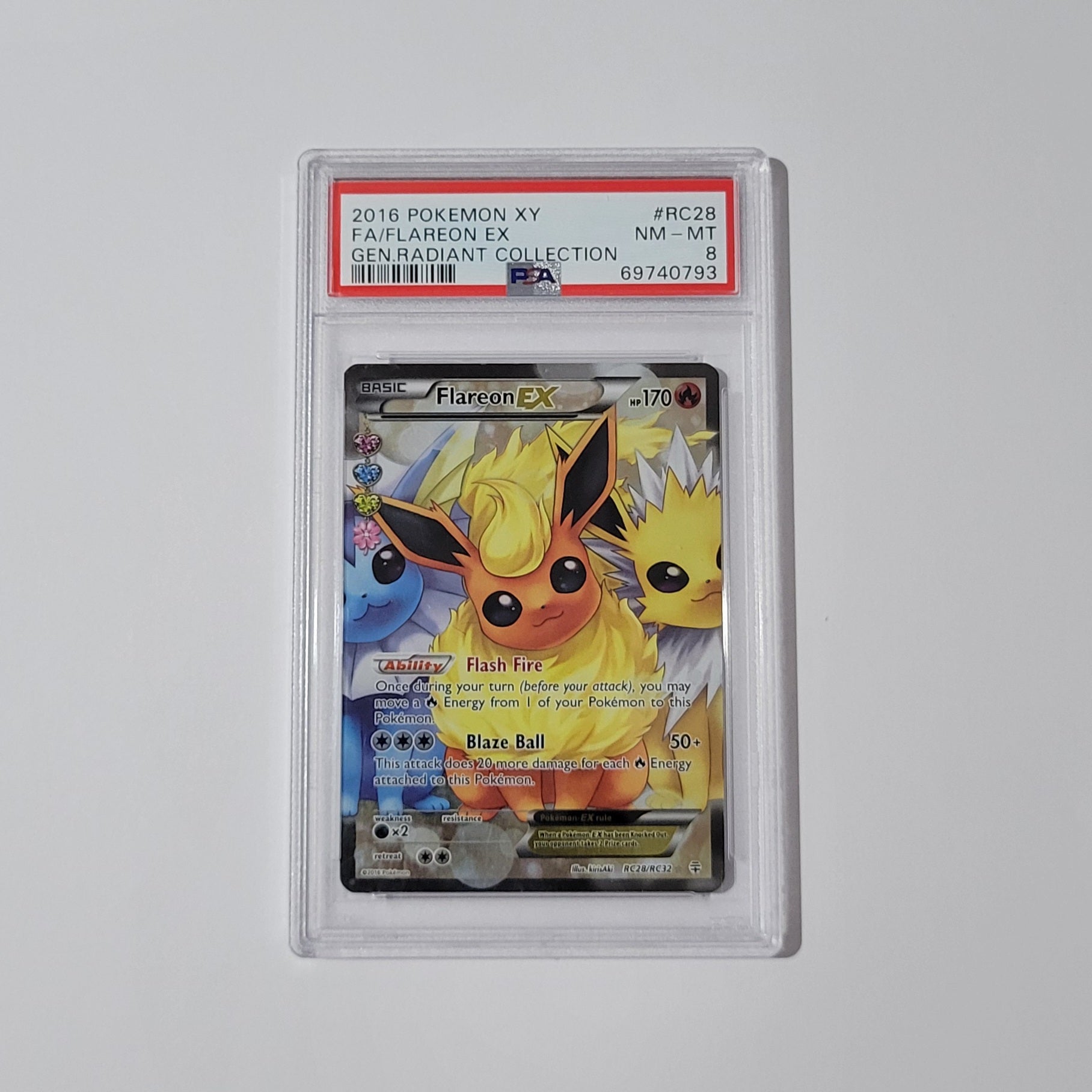 Flareon EX RC28/RC32 - Generations: Radiant Collection - PSA 8 Level Up Games Flareon EX RC28/RC32 - Generations: Radiant Collection - PSA 8 Level Up Games