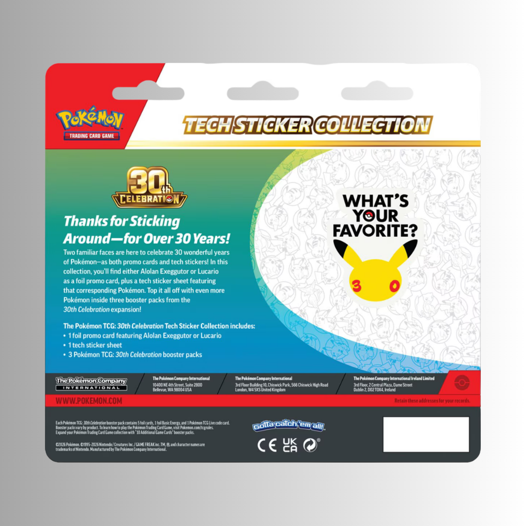 Pokémon TCG: 30th Celebration - Tech Sticker Collection (Styles May Vary)