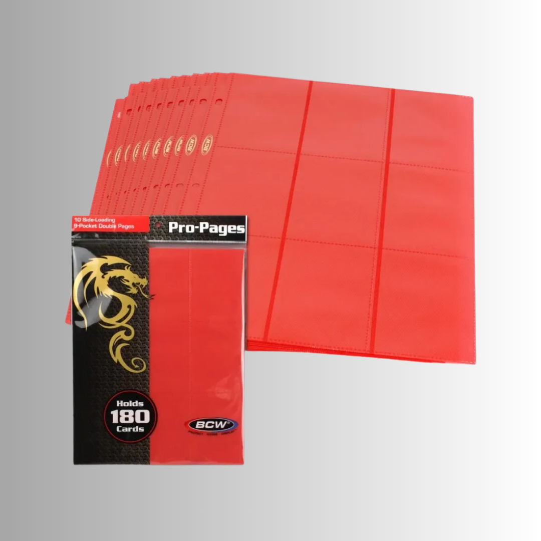 BCW Side Loading 18-Pocket Pro Pages - Red