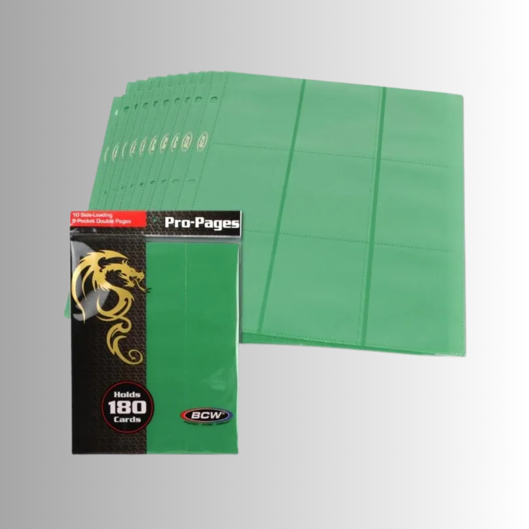 BCW Side Loading 18-Pocket Pro Pages - Green
