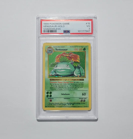 Venusaur 15 - Shadowless Holo Rare - Base Set - PSA 3