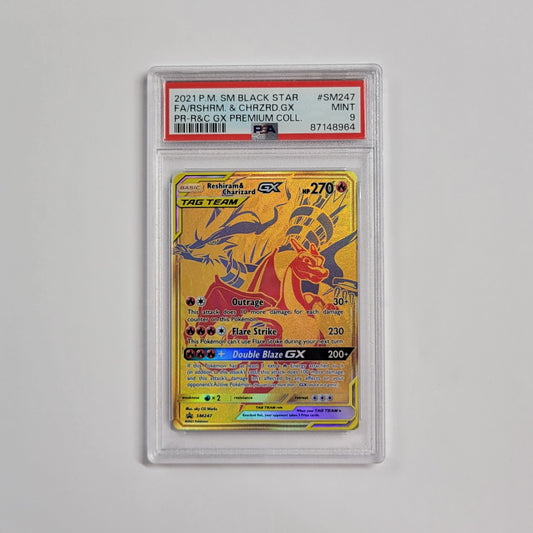 Reshiram & Charizard GX SM247 - Black Star Promo - PSA 9