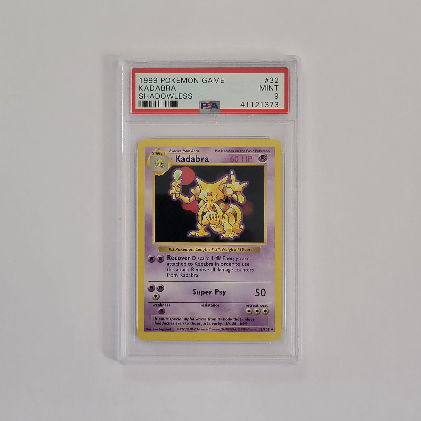 Kadabra 32/102 - Base Set (Shadowless) - PSA 9