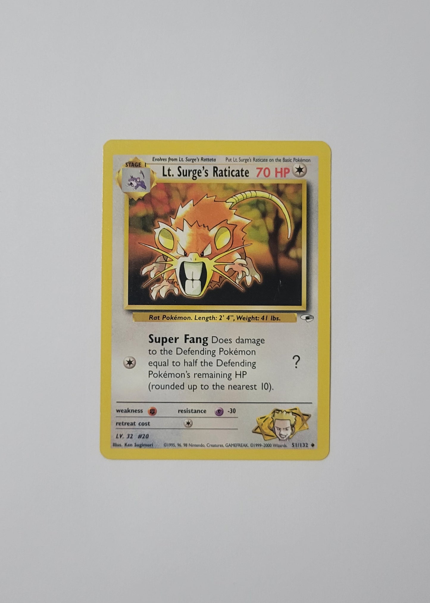 Lt. Surges Raticate 51/132 - Gym Heroes