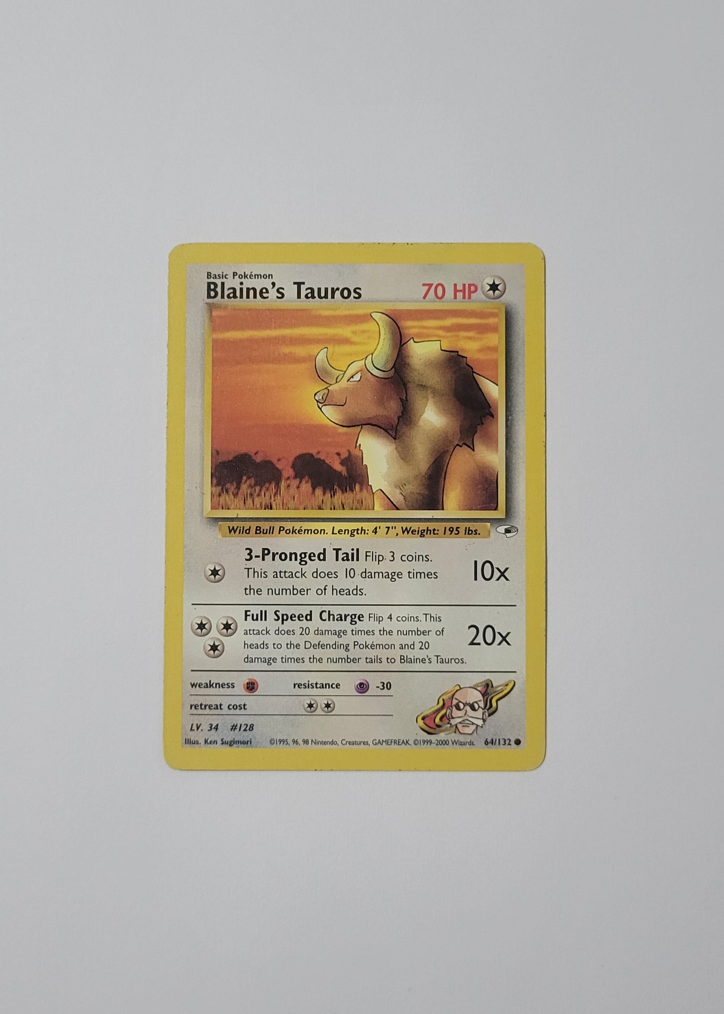 Blaine's Tauros 64/132 - Gym Heroes