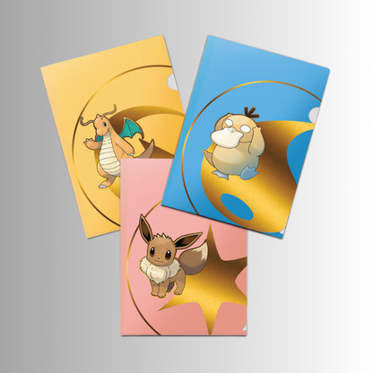 Tournament Folios featuring Psyduck, Eevee, and Dragonite