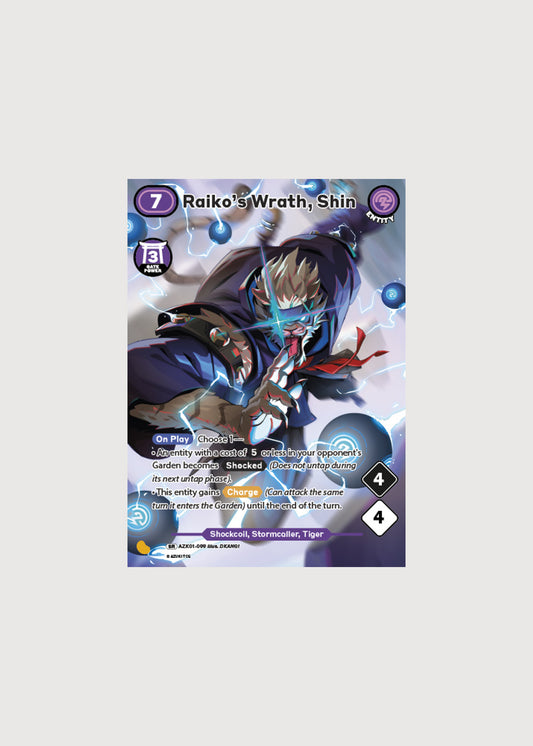 Raiko's Wrath, Shin AZK01-099, Super Rare, Gates Awakened